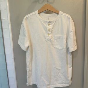 GAP Boys White Short Sleeve Henley Shirt